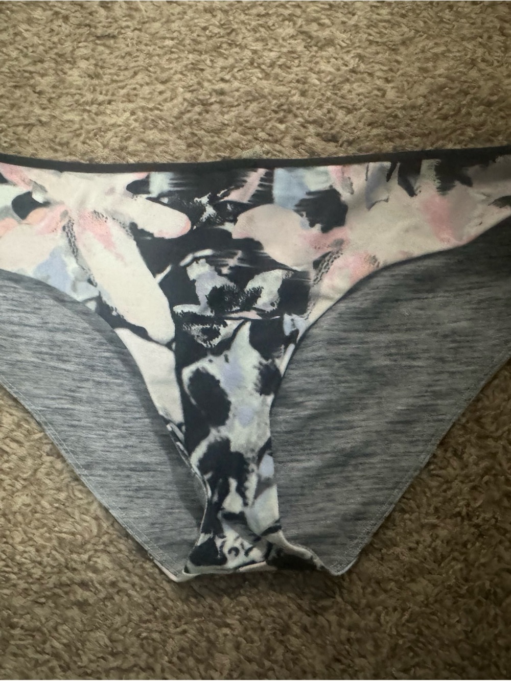 lululemon athletica Reversible Pink, Black & Gray Floral-Print Bikini Bottoms